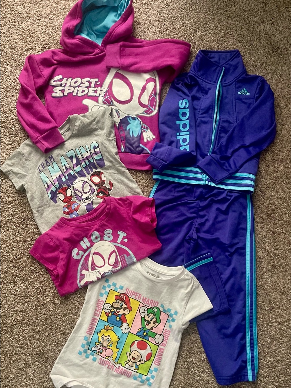 Girls Adidas jumpsuit track - great condition, ghost spider tops
